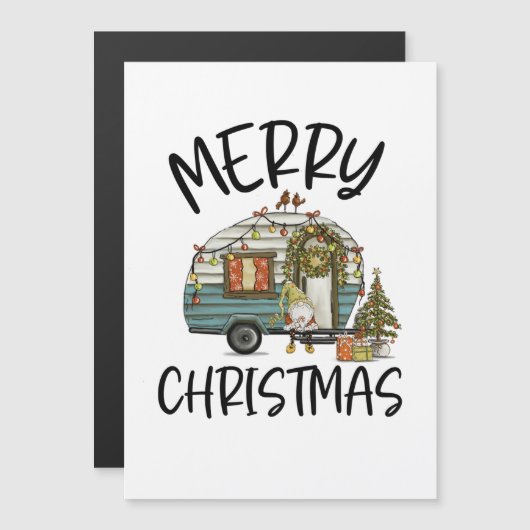 Frohe Weihnachts-Gnome Magnetkarte (Vorne/Hinten)