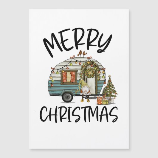 Frohe Weihnachts-Gnome Magnetkarte (Vorderseite)