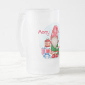 Frohe Weihnachts Gnome Mattiert Glass Beer Tasse (Vorderseite Links)