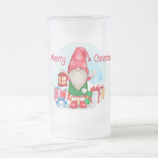 Frohe Weihnachts Gnome Mattiert Glass Beer Tasse (Mittel)