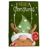 Frohe Weihnachts Gnome Medium Geschenktasche Mittlere Geschenktüte (Vorderseite)