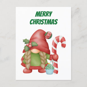 Frohe Weihnachts-Gnome mit Candy Cane Feiertagspostkarte