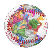 Frohe Weihnachts Gnome Party Cartoon Zeichnend Fun Baseball (Vorderseite Links)