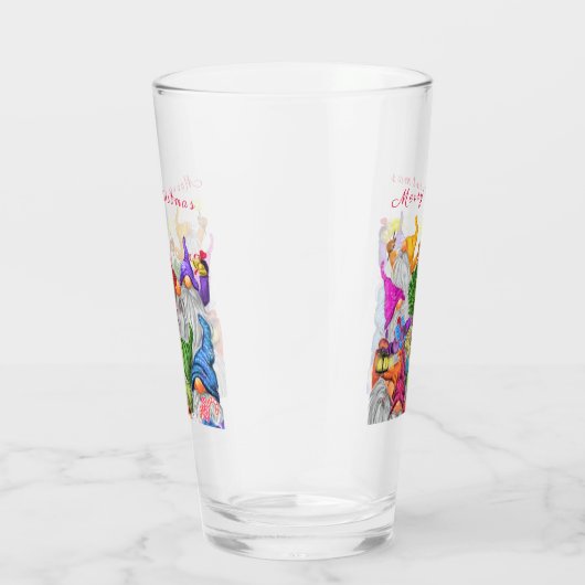 Frohe Weihnachts Gnome Party Cartoon Zeichnend Fun Glas (Rechts)