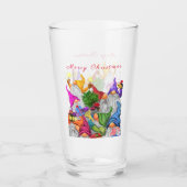 Frohe Weihnachts Gnome Party Cartoon Zeichnend Fun Glas (Vorderseite)