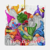 Frohe Weihnachts Gnome Party Cartoon Zeichnend Keramikornament (Rückseite)
