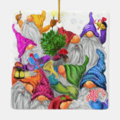 Frohe Weihnachts Gnome Party Funny Zeichnend Keramikornament (Rückseite)
