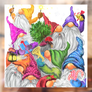 Frohe Weihnachts-Gnome-Party - Spaß Zeichnend  Fensteraufkleber