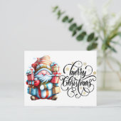 Frohe Weihnachts-Gnome Postkarte (Stehend Vorderseite)