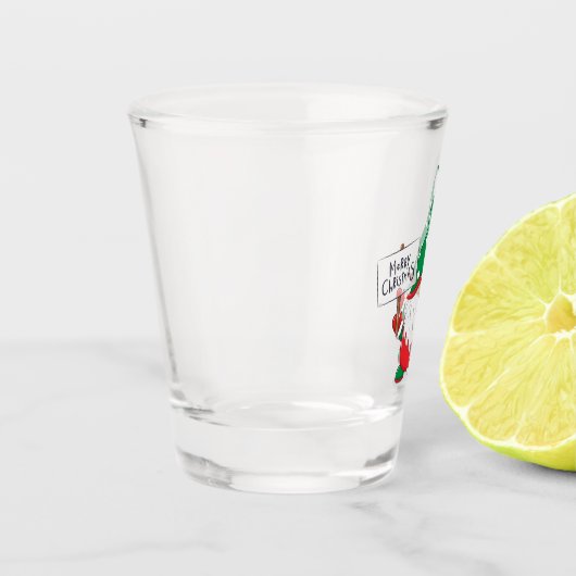 Frohe Weihnachts-Gnome Schnapsglas (Links)
