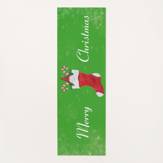 Frohe Weihnachts Gnome Strumpf Candy Canes Green Yogamatte (Vorderseite)