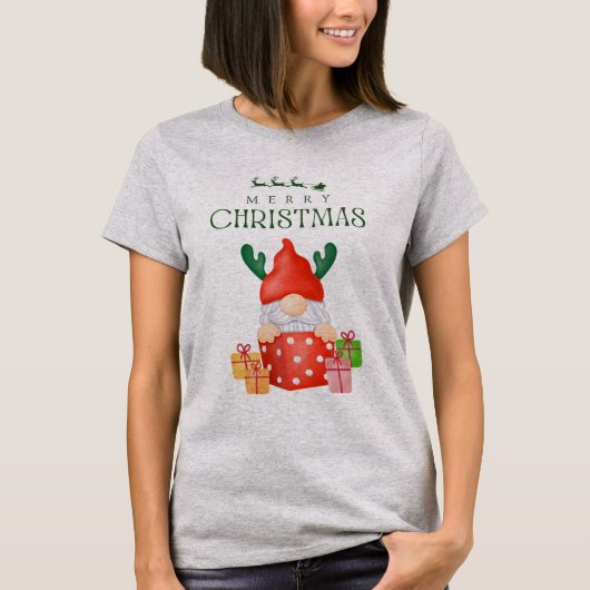 Frohe Weihnachts-Gnome-T-Shirt T-Shirt (Vorderseite)