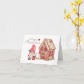 Frohe Weihnachts Gnome und Gingerbread House Karte (Gelbe Blume)