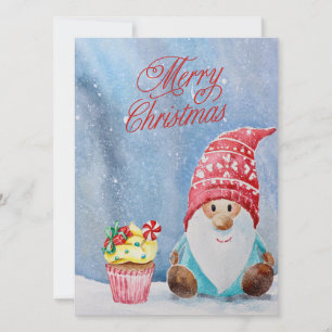 Frohe Weihnachts-Gnome und Weihnachts-Cupcake Karte