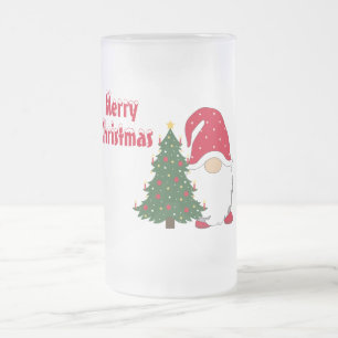 Frohe Weihnachts-Gnome und Weihnachtsbaum Mattglas Bierglas