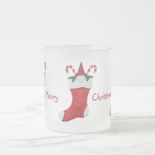 Frohe Weihnachts Gnome Weihnachts-Strumpf Holly Mattglastasse (Mittel)