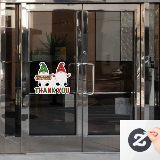 Frohe Weihnachts Gnomes Danke Fensteraufkleber (Büro Tür)