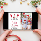 Frohe Weihnachts-Gnomes-Foto Feiertagskarte