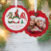 Frohe Weihnachts Gnomes Foto Red Ornament Karte