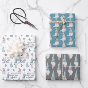 Frohe Weihnachts Gnomie Wrapping Paper Sheets Geschenkpapier Set