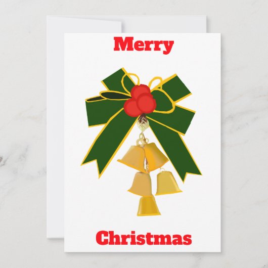 Frohe Weihnachts Gold Bells Wreath Card Einladung (Vorderseite)
