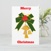 Frohe Weihnachts Gold Bells Wreath Card Einladung (Stehend Vorderseite)