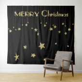 Frohe Weihnachts Gold Black Foto Stand Hintergrund Wandteppich (Beispiel (Horizontal))