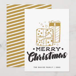 Frohe Weihnachts Gold Black präsentiert Typografie Feiertagskarte