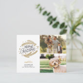 Frohe Weihnachts Gold Botanicals, 2 Fotos Postkarte (Stehend Vorderseite)