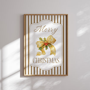 Frohe Weihnachts-Gold-Bow-Poster Poster