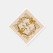 Frohe Weihnachts-Gold-Bow Vintag Serviette (Ecke)