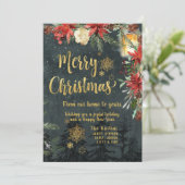 Frohe Weihnachts Gold Calligraphy Holiday Card Einladung (Stehend Vorderseite)
