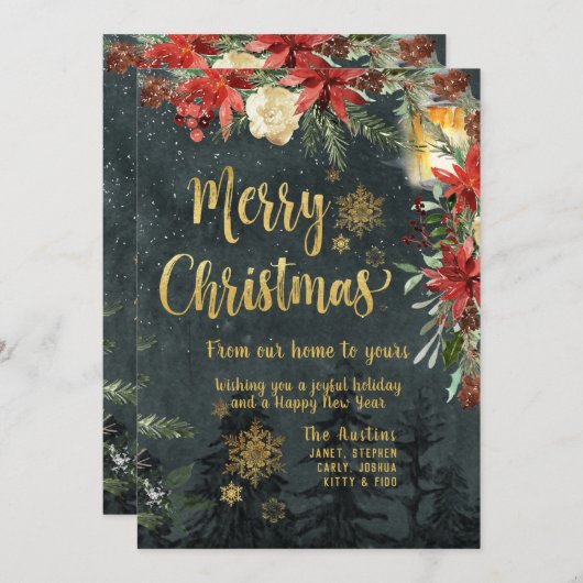 Frohe Weihnachts Gold Calligraphy Holiday Card Einladung (Vorne/Hinten)