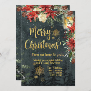 Frohe Weihnachts Gold Calligraphy Holiday Card Einladung
