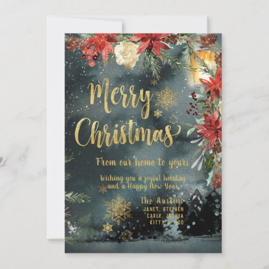 Frohe Weihnachts Gold Calligraphy Holiday Card Einladung (Vorderseite)