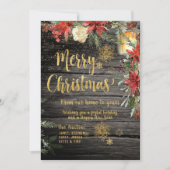 Frohe Weihnachts Gold Calligraphy Rustic Board Car Einladung (Vorderseite)