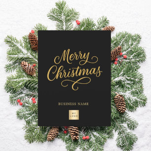 Frohe Weihnachts-Gold-Drehbuch-Business-Logo Feiertagspostkarte