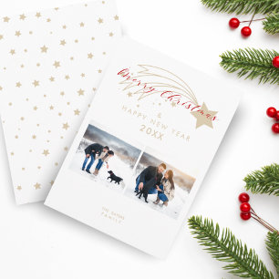 Frohe Weihnachts Gold Effekt Weihnachts Star Colla Feiertagskarte