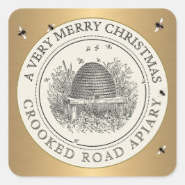 Frohe Weihnachts-Gold & Elfenbeinlehre Quadratischer Aufkleber