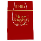 Frohe Weihnachts Gold Extravagante Typografie Mittlere Geschenktüte (Vorderseite)