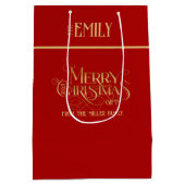 Frohe Weihnachts Gold Extravagante Typografie Mittlere Geschenktüte (Rückseite)