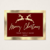 Frohe Weihnachts-Gold-Familie Foto Burgundy Deer (Vorderseite)