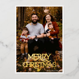 Frohe Weihnachts Gold Foil Black & White Stripe Folieneinladung