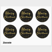 Frohe Weihnachts Gold Foil Confetti Black Runder Aufkleber (Blatt)