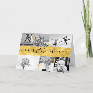 Frohe Weihnachts Gold Foil Stilvoll 6 Foto Collage Feiertagskarte