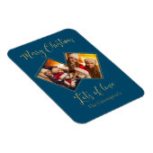Frohe Weihnachts Gold Foto Name Blue Magnet (Rechte Seite)