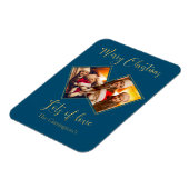 Frohe Weihnachts Gold Foto Name Blue Magnet (Linke Seite)