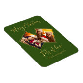 Frohe Weihnachts Gold Foto Name Green Magnet (Rechte Seite)
