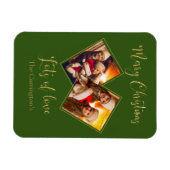 Frohe Weihnachts Gold Foto Name Green Magnet (Horizontal)