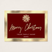 Frohe Weihnachts Gold Frame Familie Foto Burgundy (Vorderseite)
